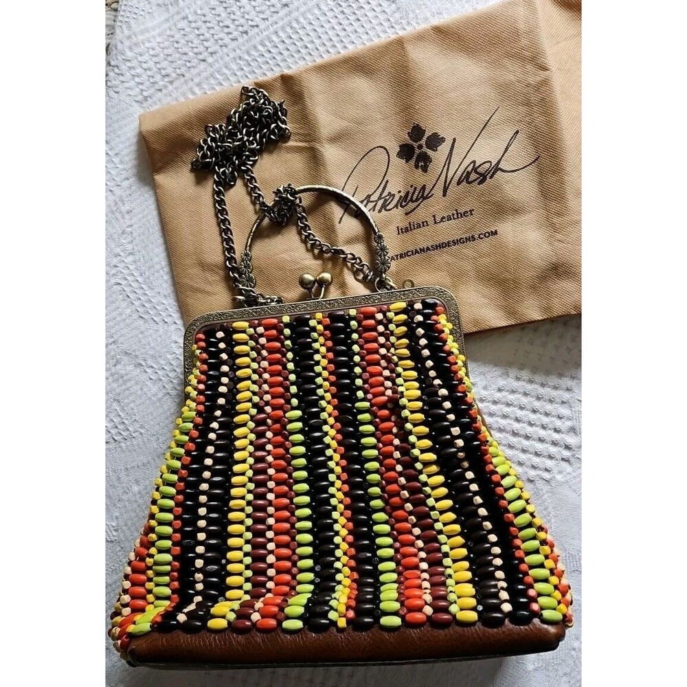 Patricia Nash Amalfitana Framed Crossbody Handbag Wood Beaded Collection